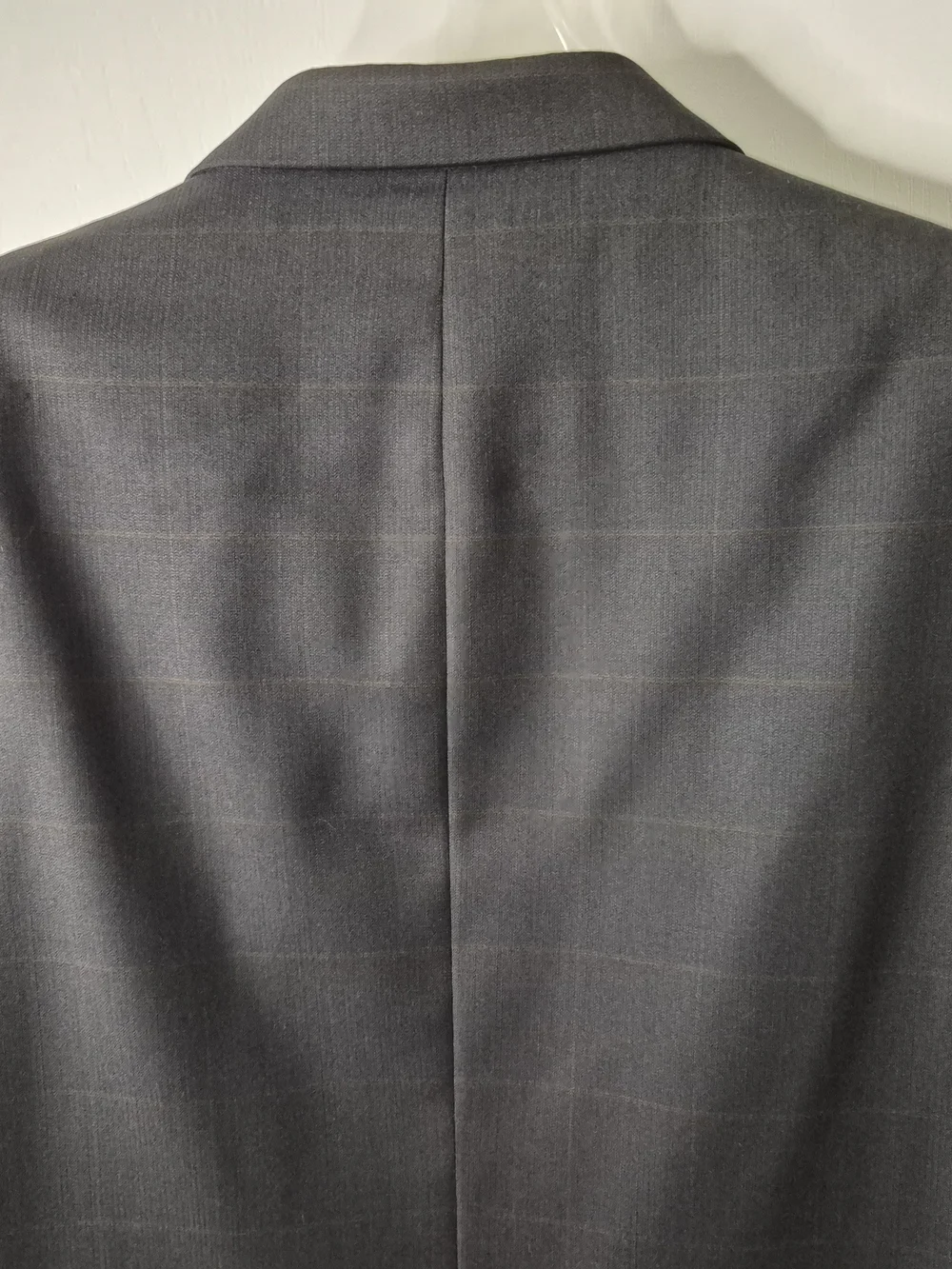 Oscar de la Renta Navy Windowpane Wool Blazer Size 40S W36 EUC